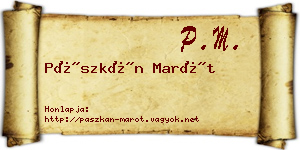 Pászkán Marót névjegykártya